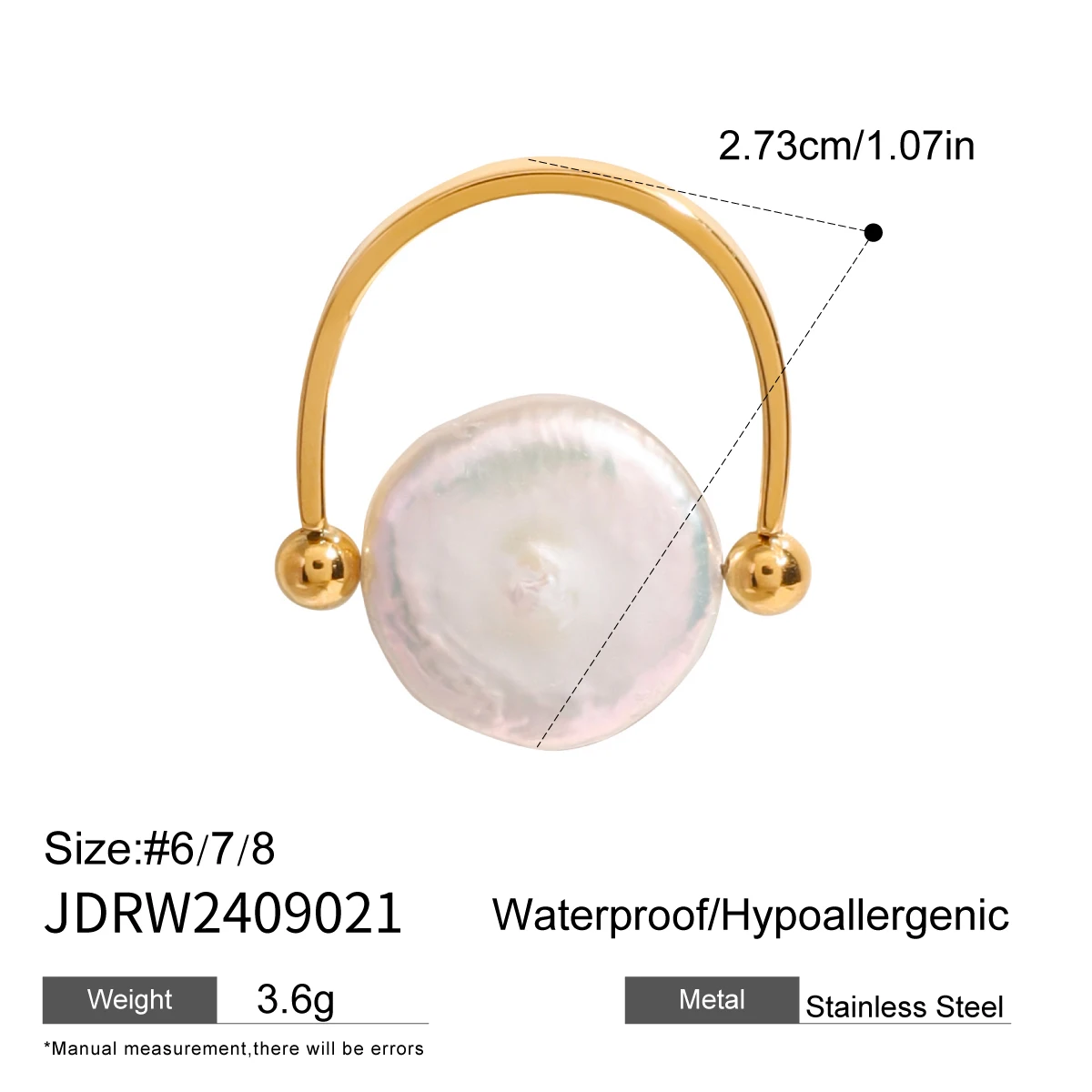 Stainless Steel Freshwater Pearl Ring for Women 7 Stainless Steel Freshwater Pearl Ring for Women - Image 7