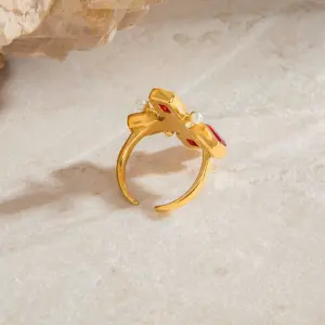 Vintage Gold-Tone Stainless Steel Women's Ring 12 Sc12f6cbba6dd4576a2886abaadd9f106d