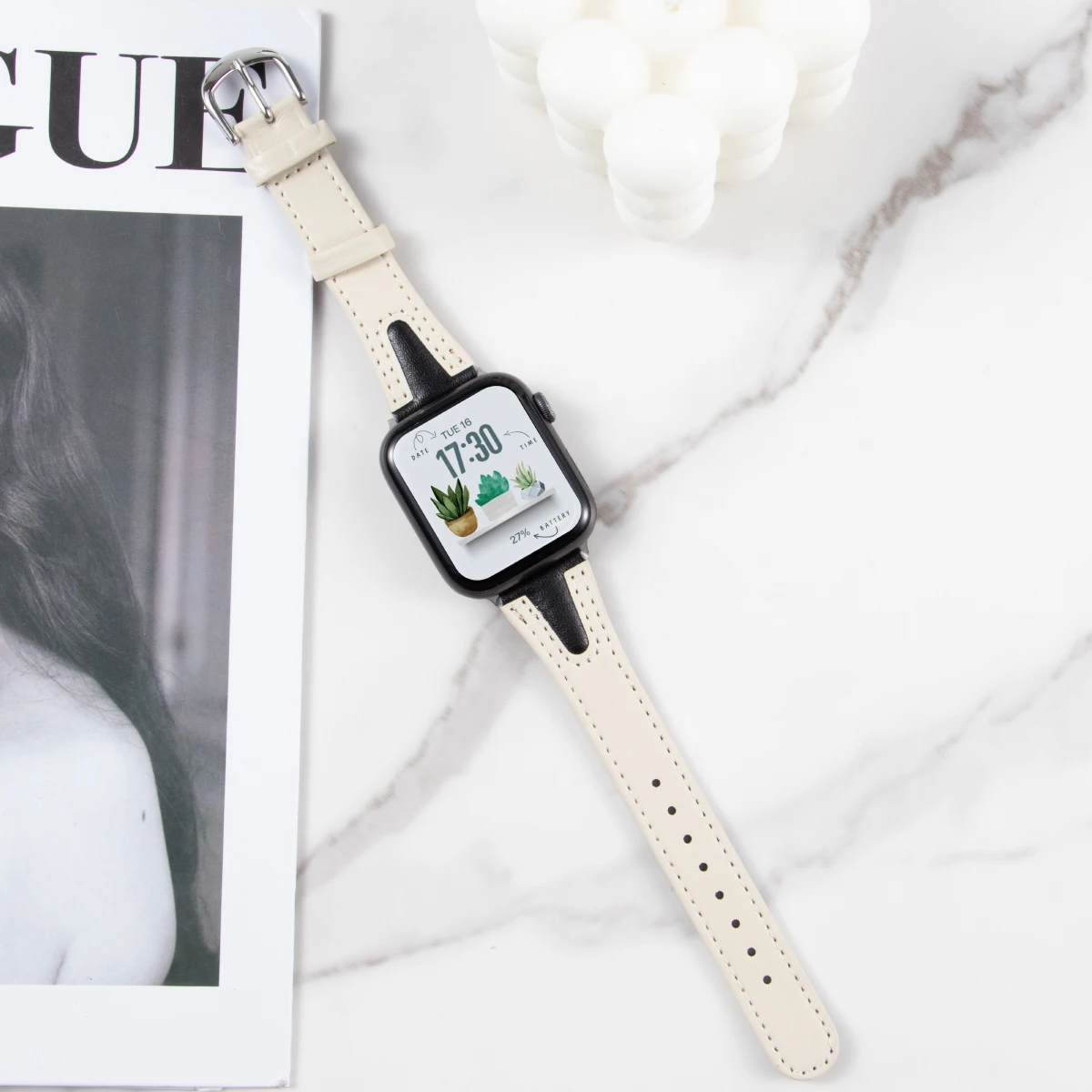 Two-Tone Leather Strap for Apple Watch Models 8 Two-Tone Leather Strap for Apple Watch Models - Image 8