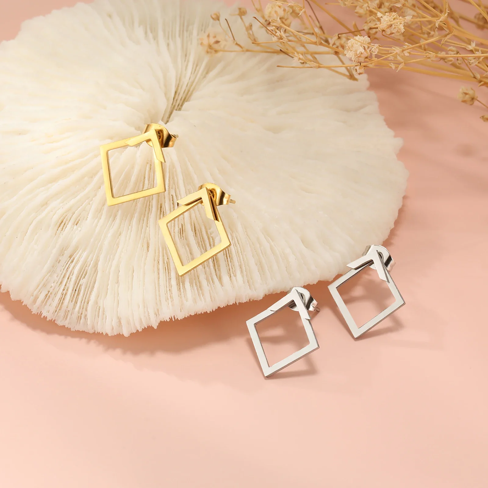 Geometric Gold Stainless Steel Earrings for Women 4 Geometric Gold Stainless Steel Earrings for Women - Image 4