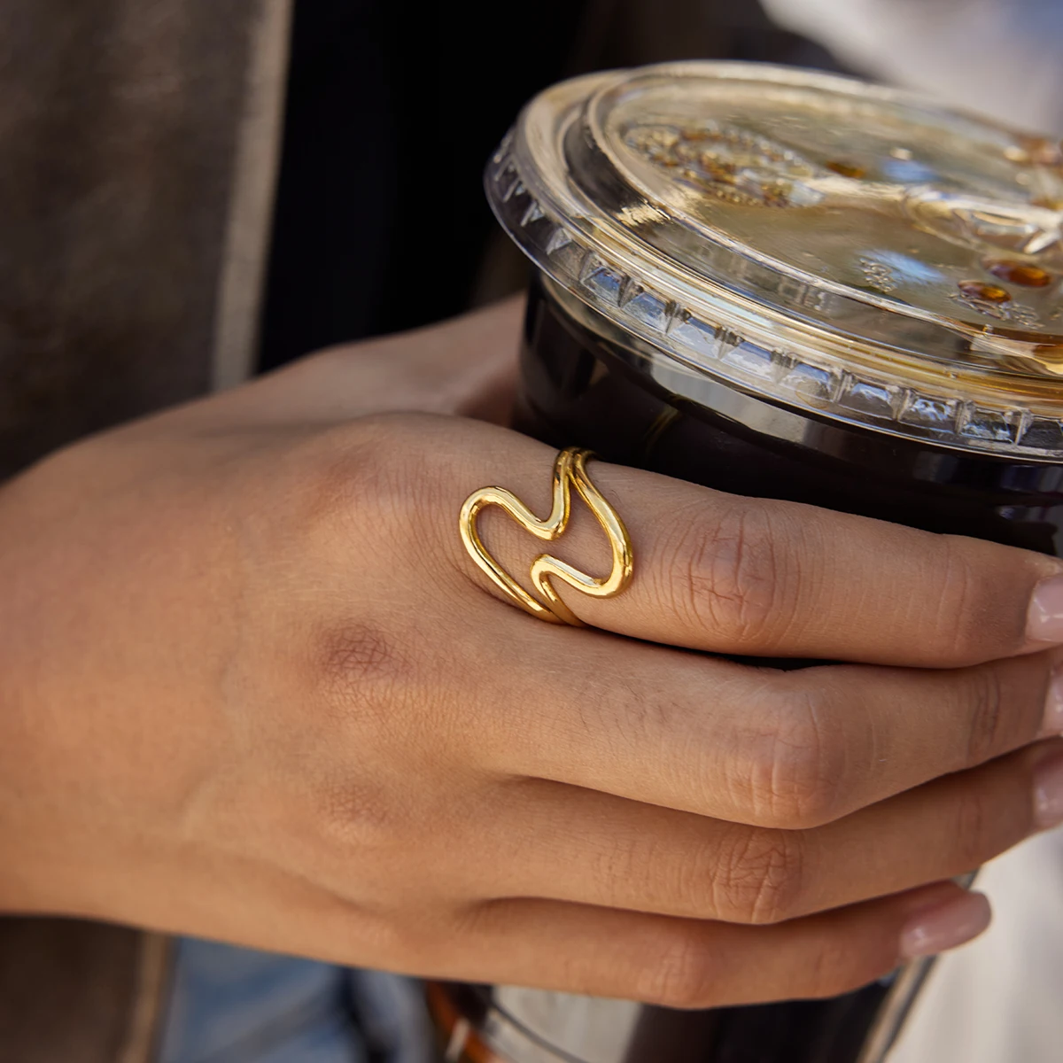 Stainless Steel Double Wave Ring JDR0107025 2 Stainless Steel Double Wave Ring JDR0107025 - Image 2