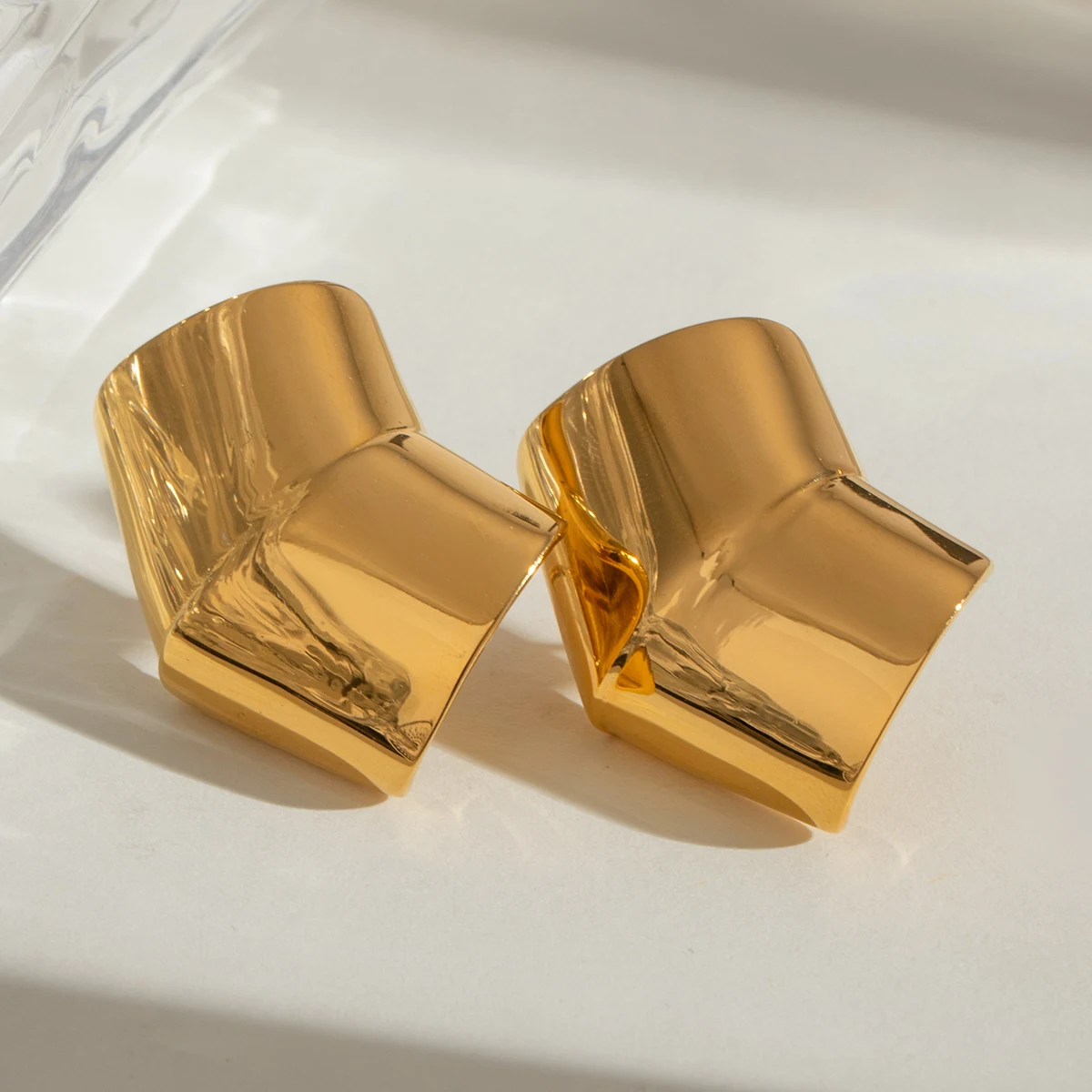 Elegant Gold Stainless Steel Earrings Collection 5 Elegant Gold Stainless Steel Earrings Collection - Image 5