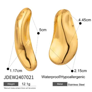 Gold-Tone Asymmetrical Stainless Steel Earrings 11 Sc1aded60e0a441c9b809230f5832858bx