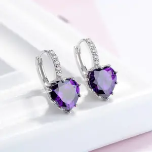 Heart-shaped Sterling Silver Earrings with Cubic Zirconia 11 Sc1b2de86fa4d4256931a5a74888b78c0t