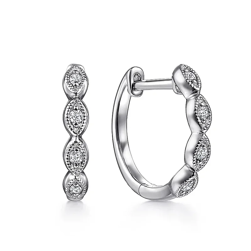 Silver Zircon Hoop Earrings LL-YS0950 2 Silver Zircon Hoop Earrings LL-YS0950 - Image 2