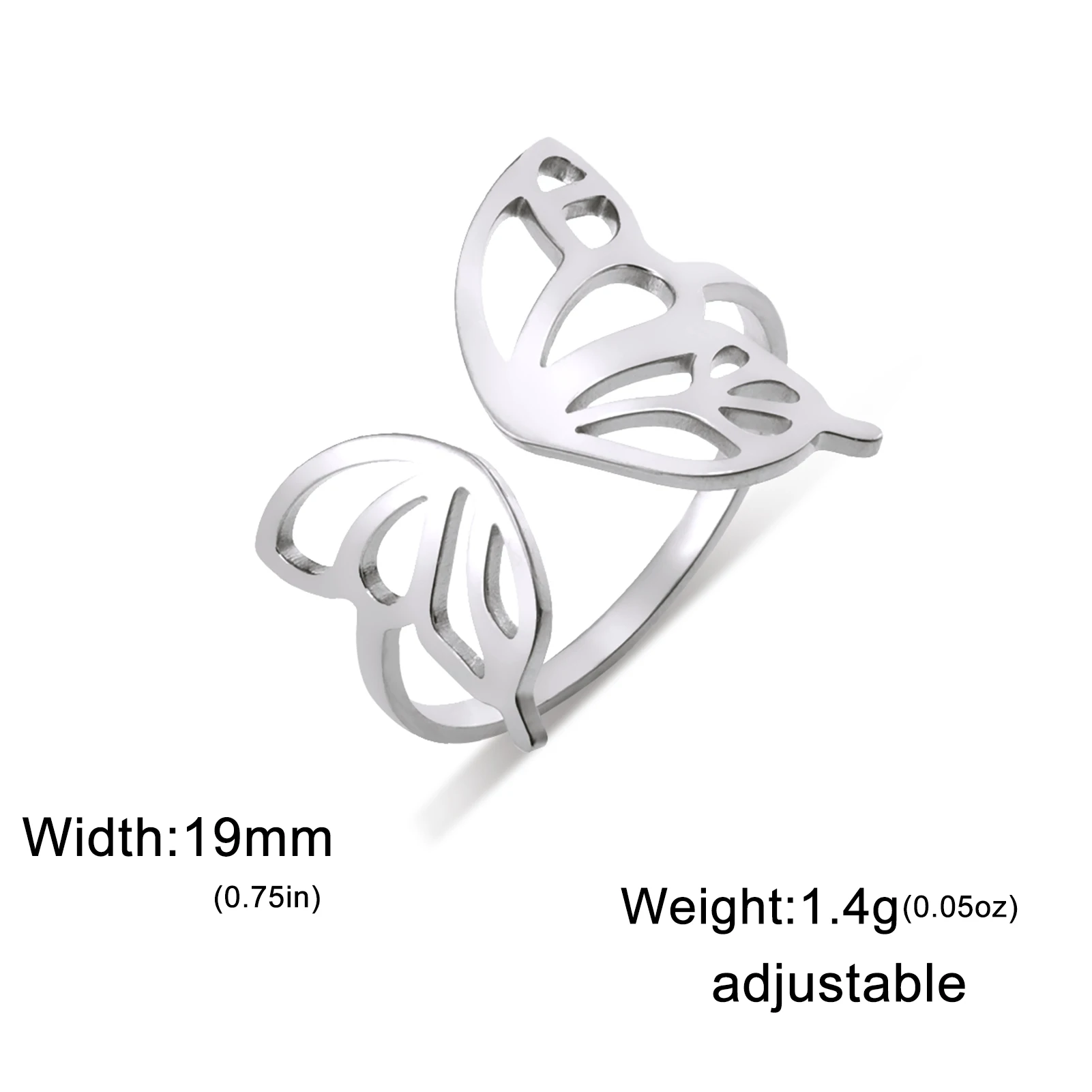 Elegant Resizable Butterfly Ring in Gold & Steel 9 Elegant Resizable Butterfly Ring in Gold & Steel - Image 9