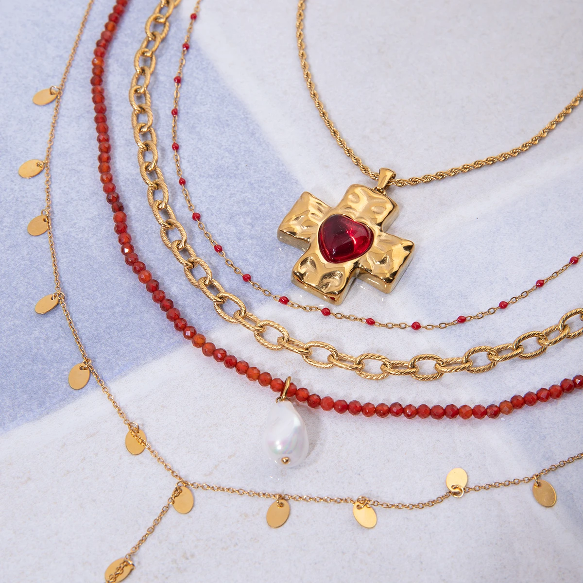 Women's Ocean-Inspired Stainless Steel Layered Necklace 6 Women's Ocean-Inspired Stainless Steel Layered Necklace - Image 6