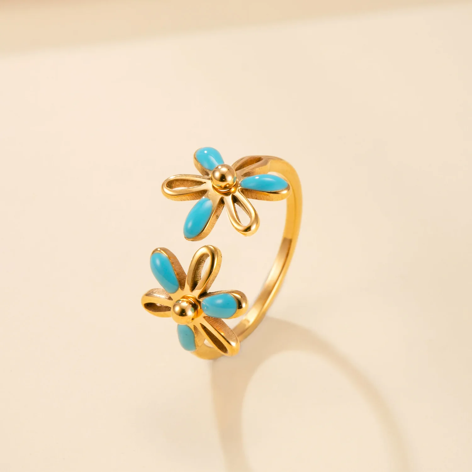 Colorful Floral Enamel Stainless Steel Ring 5 Colorful Floral Enamel Stainless Steel Ring - Image 5
