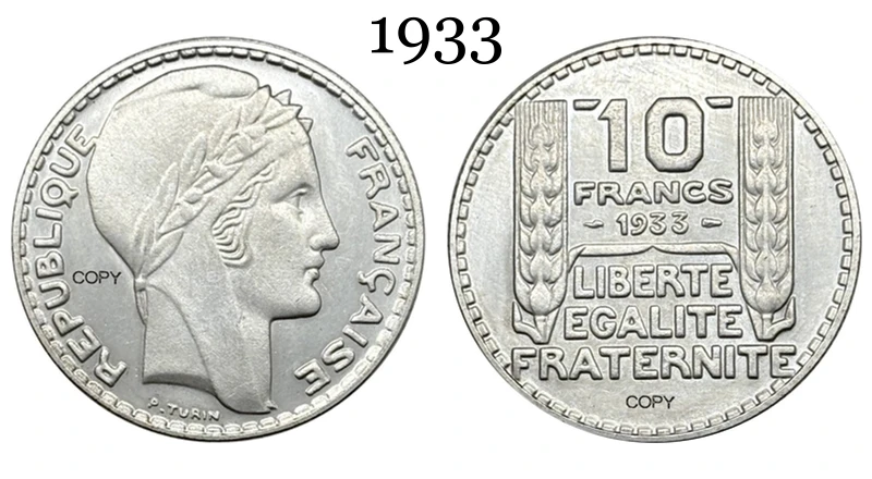 France 10 Francs Replica Coin 1930-1934 9 France 10 Francs Replica Coin 1930-1934 - Image 9