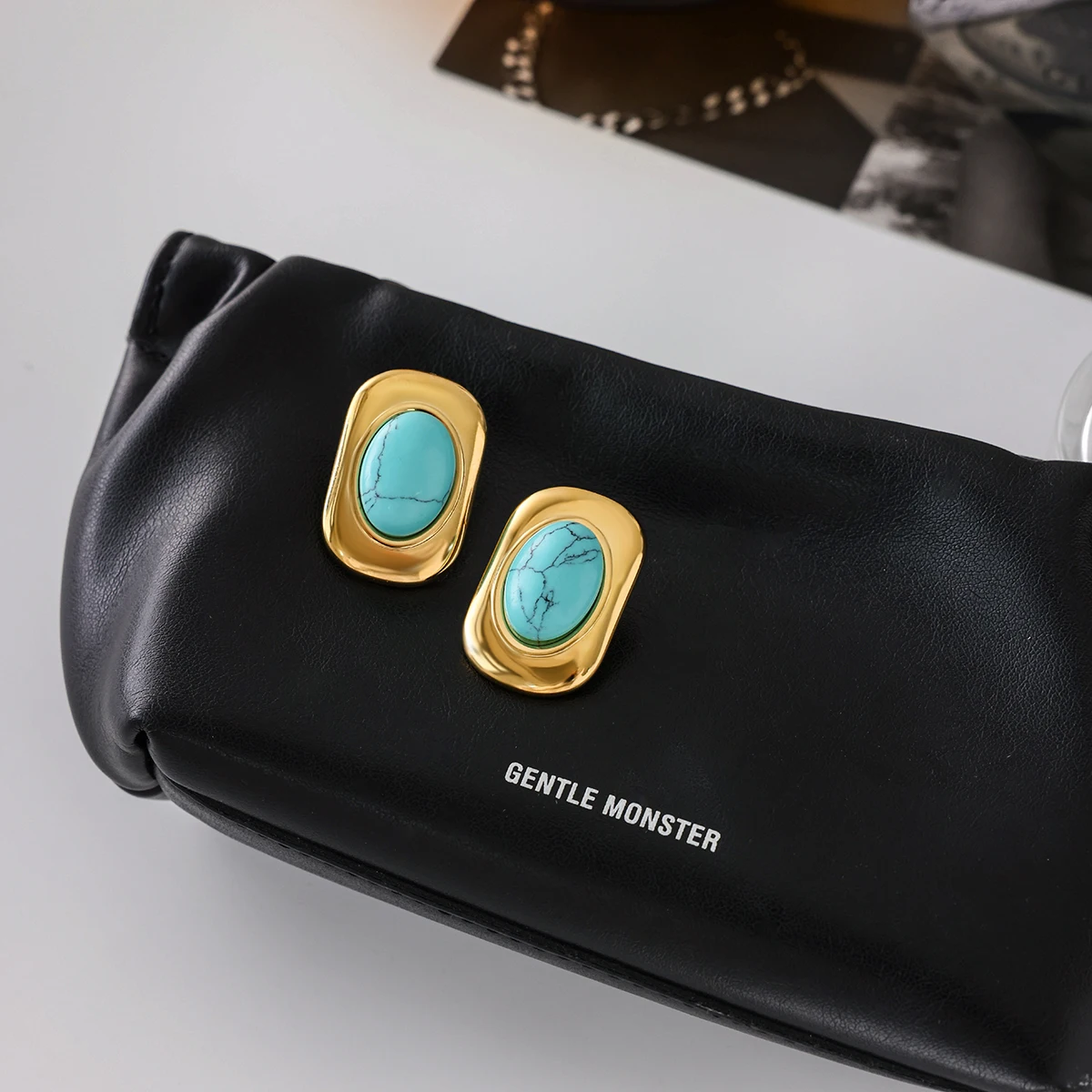 Stainless Steel Blue Turquoise Earrings 4 Stainless Steel Blue Turquoise Earrings - Image 4