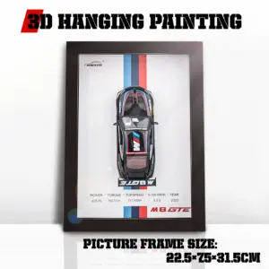 3D Car Wall Art with Dark Wood Frame 17 Sc293a589861040ab9a20c42d32d12598G