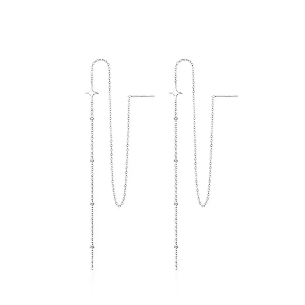 Silver Star Drop Earrings for Women 4 Silver Star Drop Earrings for Women - Image 4