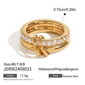 Women's Stainless Steel Zirconia Double-Layer Ring 19 Sc2d45ffddc9246bc838fba3fc024aab9g