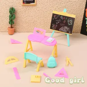 Miniature Pink Study Table with Accessories 8 Sc2db25b9c0934c348b898cc12d15cc70J