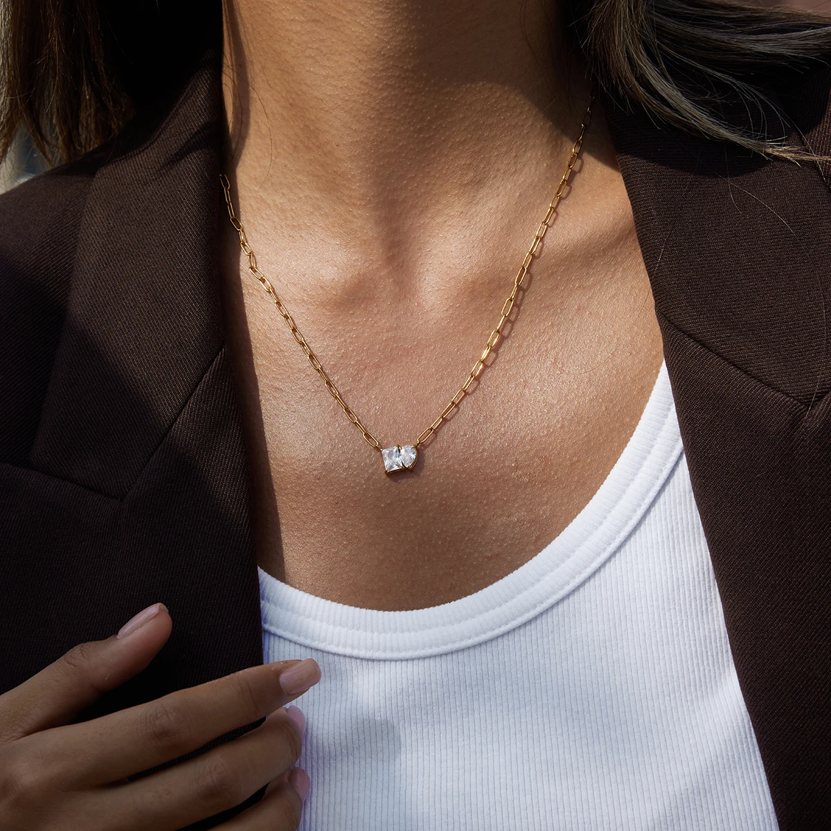 Stainless Steel Zirconia Necklace JDN0306071 2 Stainless Steel Zirconia Necklace JDN0306071 - Image 2