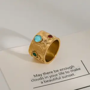 Vintage Stainless Steel Moon & Star Ring with Rhinestones 10 Sc30b28aed3b046f193c97c79ac74339cu