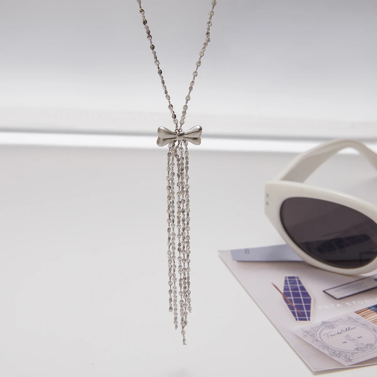 Stainless Steel Bow Pendant Necklace 6 Stainless Steel Bow Pendant Necklace - Image 6