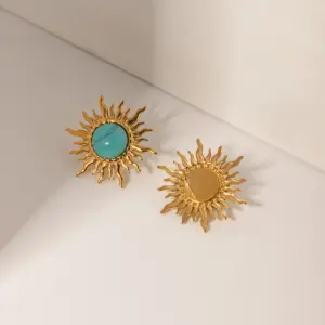 Stainless Steel Turquoise Sunflower Earrings 9 Sc32d9b8bcb164110b6859f08c765b6540