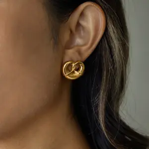 Bold Gold Pretzel Heart Earrings in Stainless Steel 8 Sc33c448ffafe4834b3ecf5929322edcaM