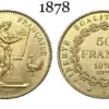 Vintage 1878 French 50 Francs Replica Coin