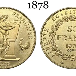 Vintage 1878 French 50 Francs Replica Coin