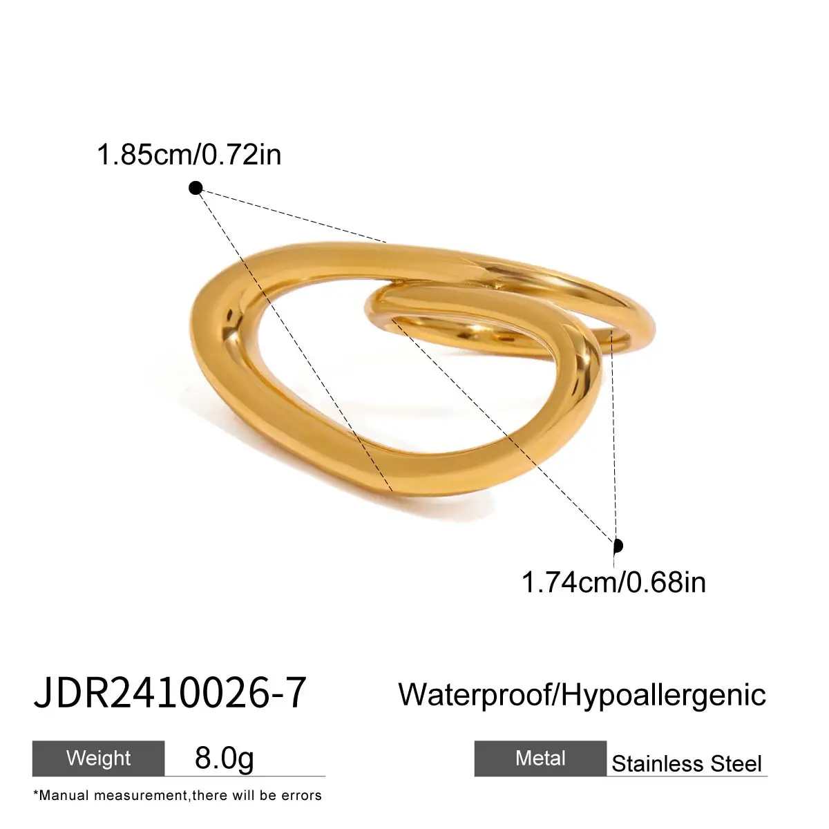 Modern Gold Stainless Steel Crossing Ring 7 Modern Gold Stainless Steel Crossing Ring - Image 7