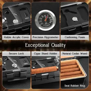 Black Portable Cigar Humidor with Accessories 11 Sc3896e9813204c929a57e17ff486678dY