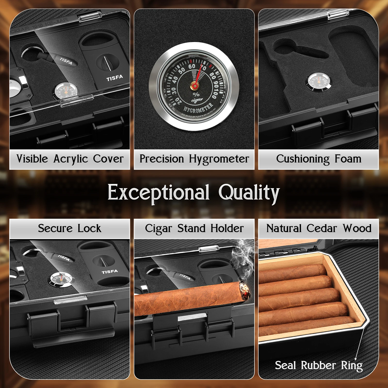 Black Portable Cigar Humidor with Accessories 3 Black Portable Cigar Humidor with Accessories - Image 3