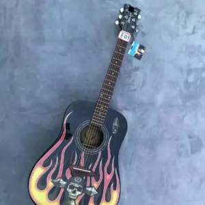 Fiery Skull Acoustic Guitar 41-Inch 7 Sc39c15f58f694043a892a9d9bea25bee9