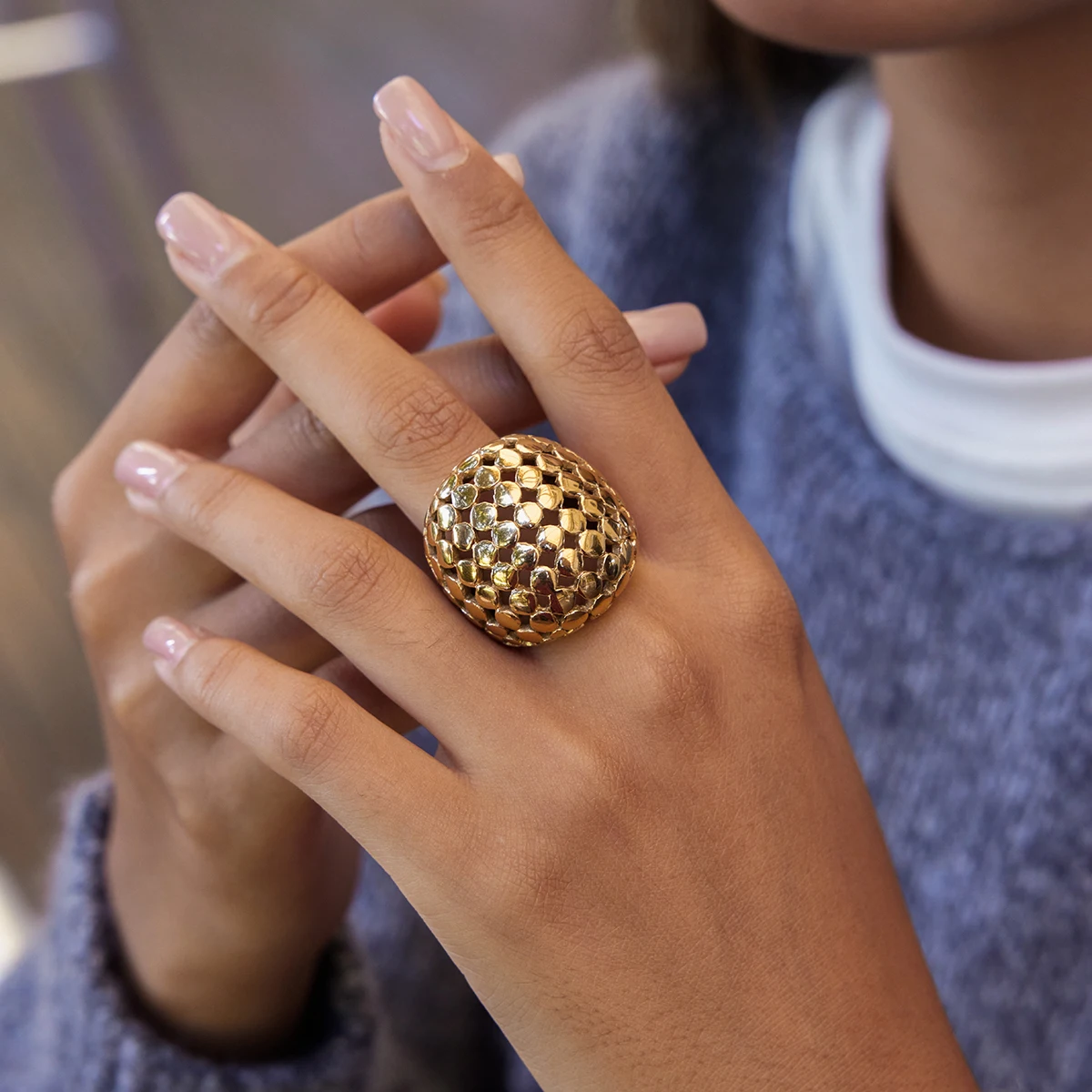 Bold Stainless Steel Gold Women's Ring 4 Bold Stainless Steel Gold Women's Ring - Image 4