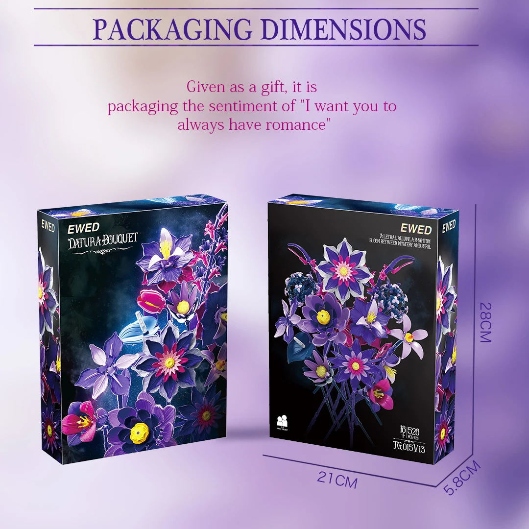 Dreamy Purple Bloom Plastic Building Bouquet 6 Dreamy Purple Bloom Plastic Building Bouquet - Image 6