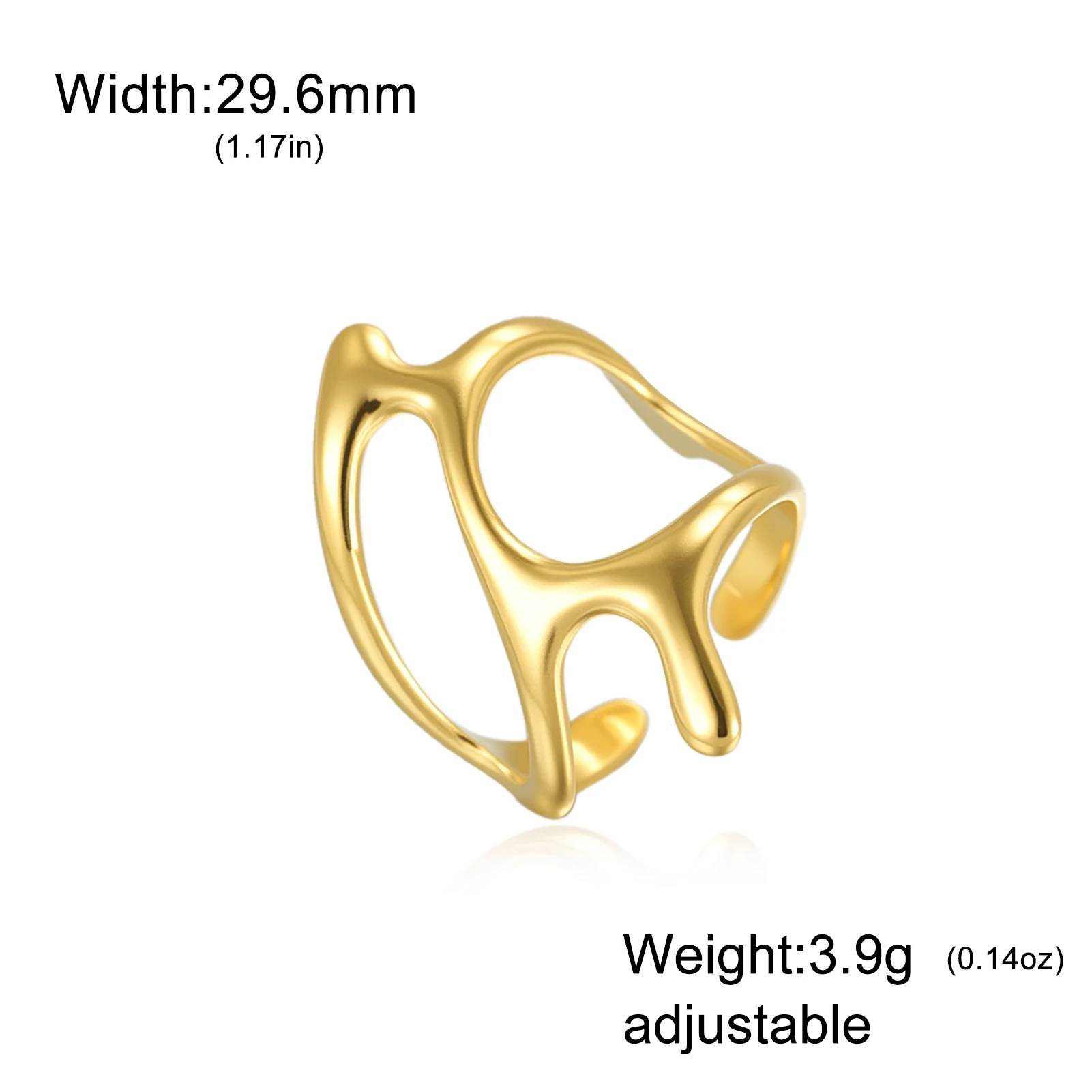 Gold Geometric Open Ring for Women 8 Gold Geometric Open Ring for Women - Image 8