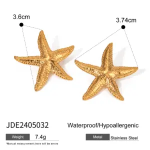 Gold Stainless Steel Starfish Earrings 14 Sc4398705e0cb40428f4c7f4fea130f73o