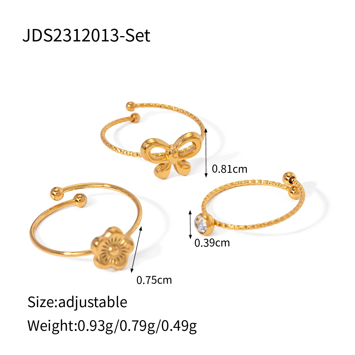 Elegant Stainless Steel Floral Ring Set 8 Elegant Stainless Steel Floral Ring Set - Image 8