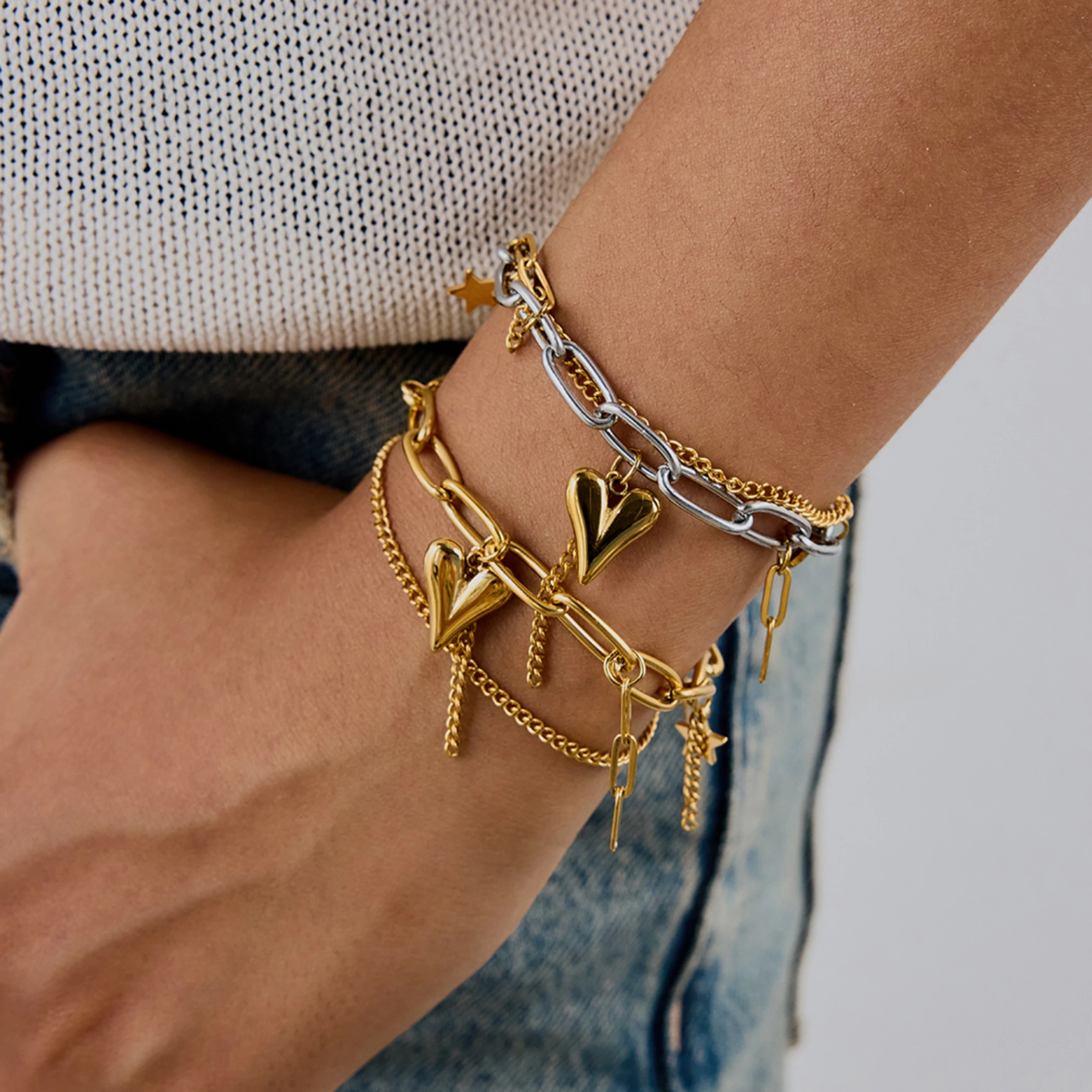 Stainless Steel Double-Layer Chain Bracelet 3 Stainless Steel Double-Layer Chain Bracelet - Image 3