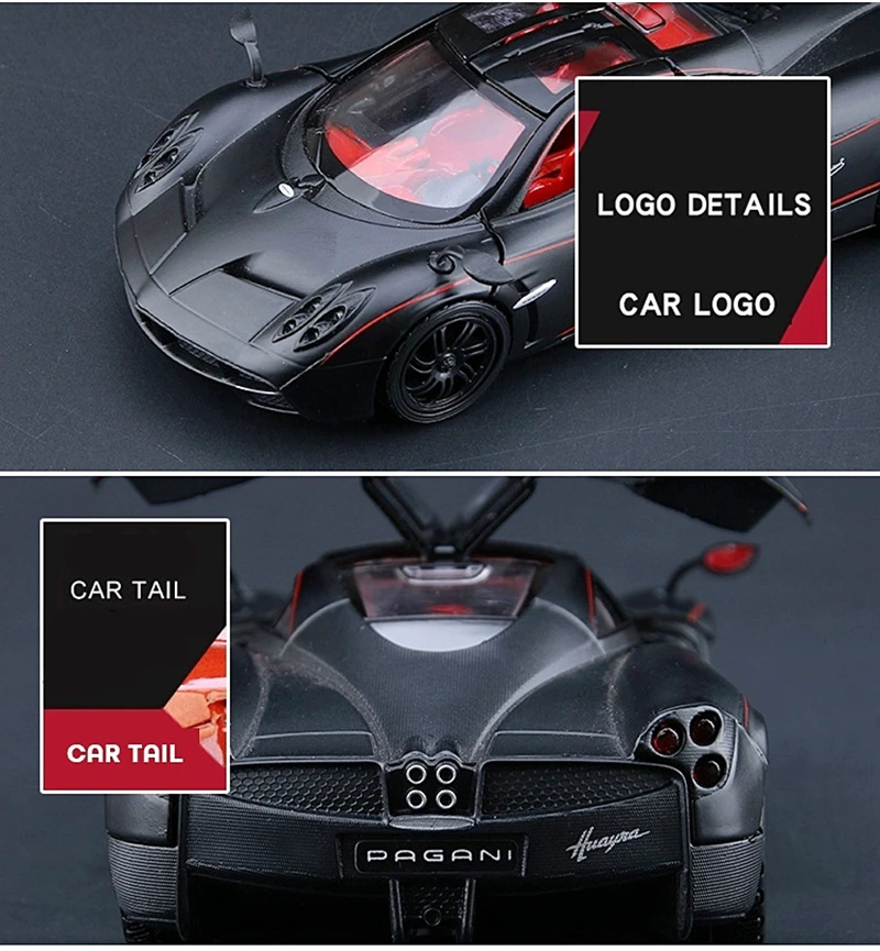 Black Pagani Huayra BC 1:24 Diecast Model 6 Black Pagani Huayra BC 1:24 Diecast Model - Image 6