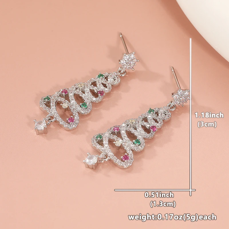 Sparkling Geometric Christmas Tree Earrings 3 Sparkling Geometric Christmas Tree Earrings - Image 3