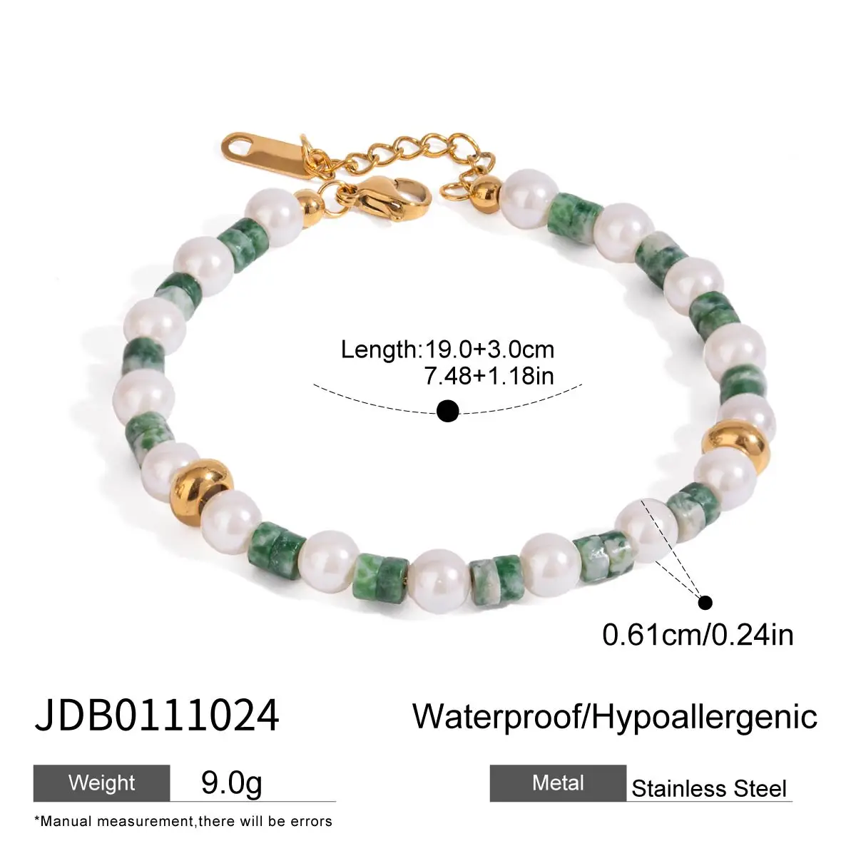 Unisex Stainless Steel Beaded Chain Bracelet 8 Unisex Stainless Steel Beaded Chain Bracelet - Image 8