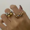 Stainless Steel Gold & Silver Bead Ring