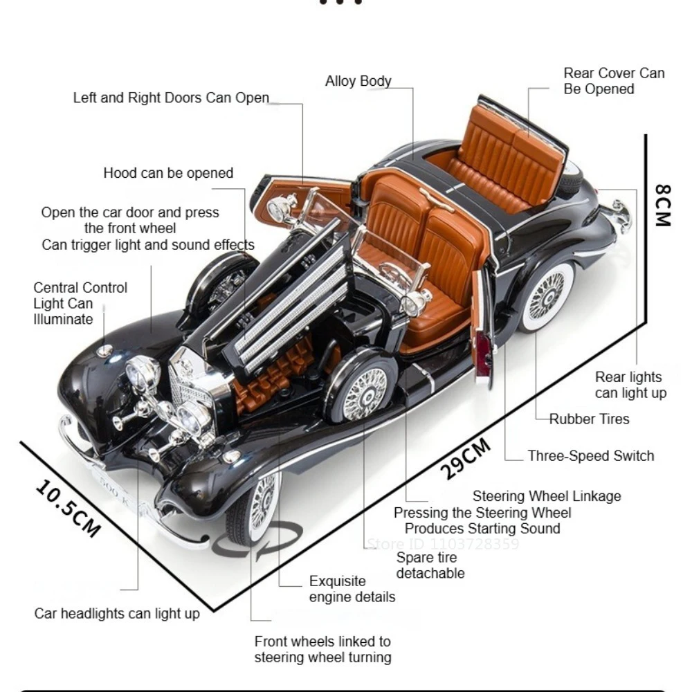 1:18 Vintage Mercedes 300SL & 500K Model 6 1:18 Vintage Mercedes 300SL & 500K Model - Image 6