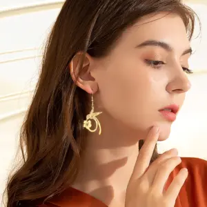 Stainless Steel Hummingbird & Flower Earrings 12 Sc5805243e1e64fe3b47522cddb2b8214u