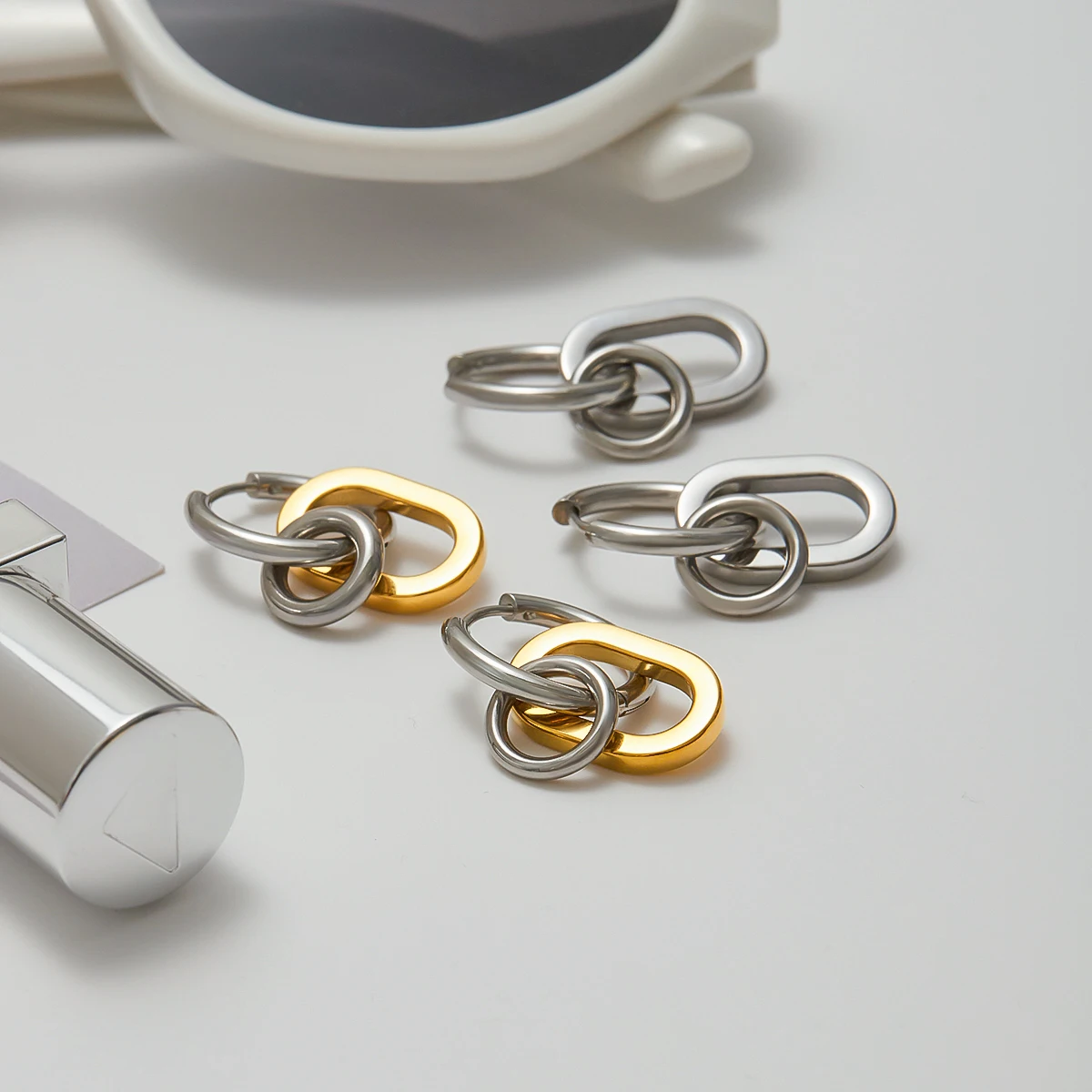 Stainless Steel Skeleton Hoop Earrings 2.5cm 6 Stainless Steel Skeleton Hoop Earrings 2.5cm - Image 6