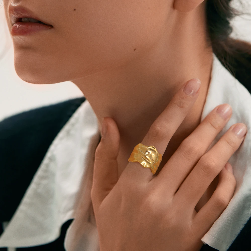 Gold Geometric Open Ring for Women 2 Gold Geometric Open Ring for Women - Image 2
