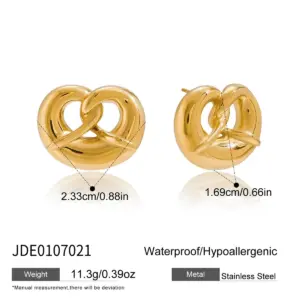 Bold Gold Pretzel Heart Earrings in Stainless Steel 13 Sc603cf8a03414f23b48d82ca80eee3f74