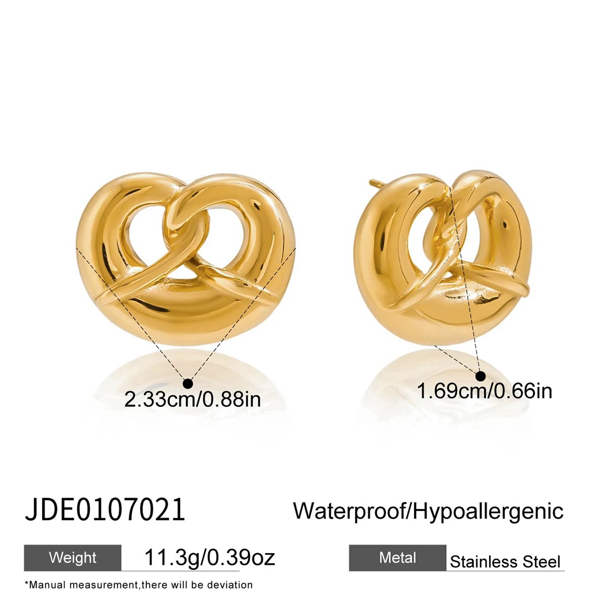 Bold Gold Pretzel Heart Earrings in Stainless Steel 7 Bold Gold Pretzel Heart Earrings in Stainless Steel - Image 7