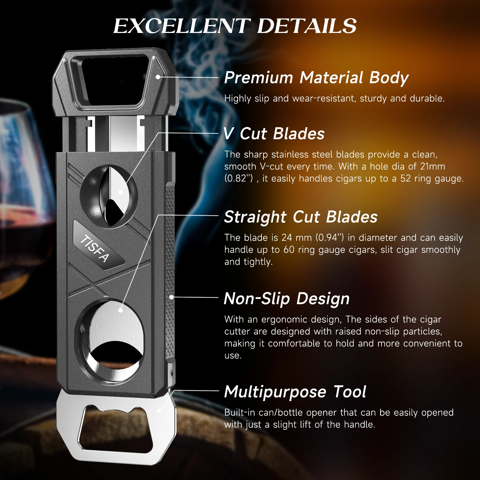 Multifunctional Stainless Steel Cigar Cutter 2 Multifunctional Stainless Steel Cigar Cutter - Image 2