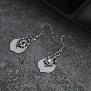 Vintage Water Droplet Earrings with White Stones 3 Sc60de94a813146a58a1b5a853c196f2cA