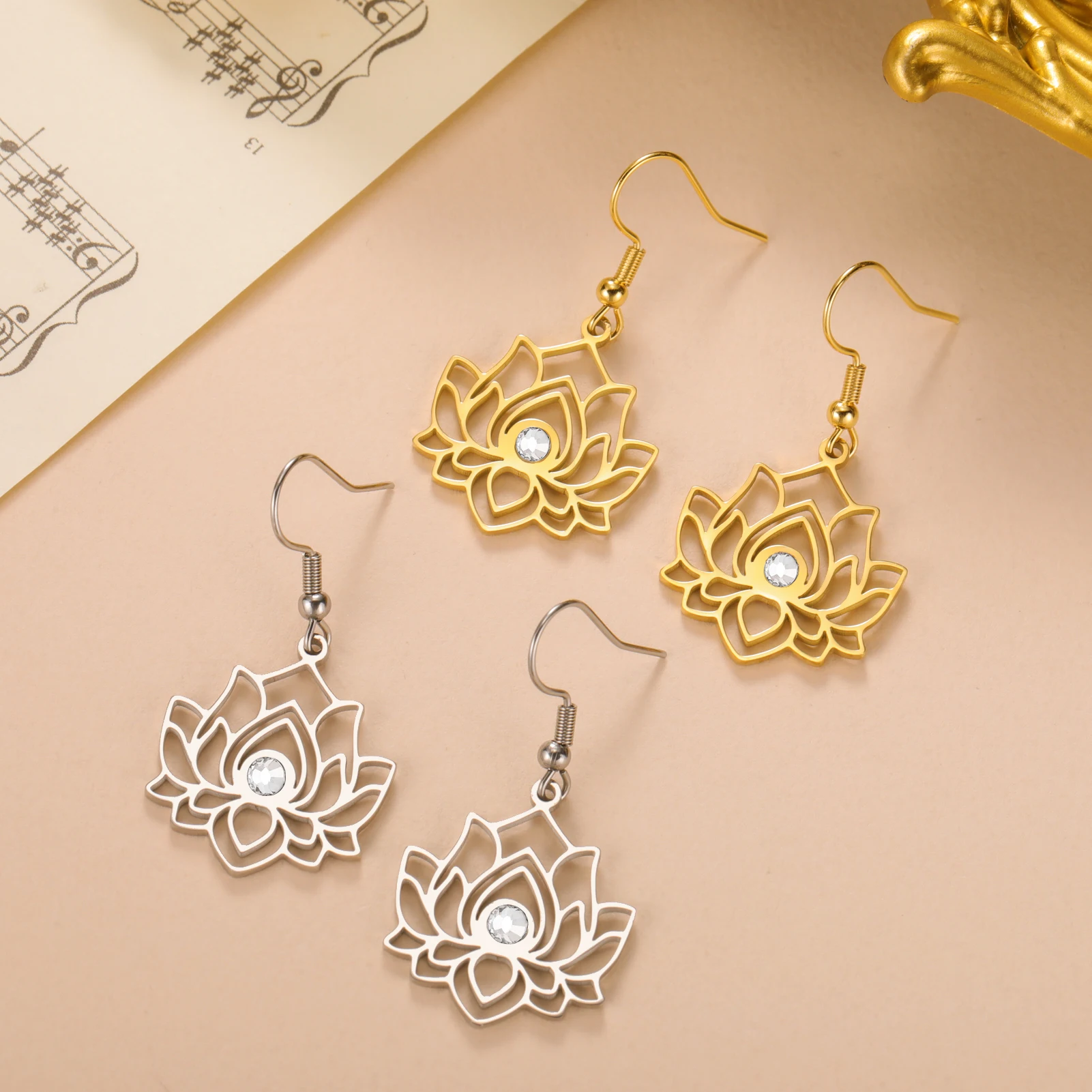 Elegant Lotus Earrings for Women 3 Elegant Lotus Earrings for Women - Image 3