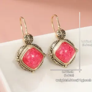 Vintage Gold Square Earrings with Pink and Red Stones 9 Sc60f707bd48f482babc657f130d63c73l