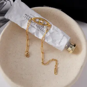 Elegant Gold-Finish Stainless Steel Evil Eye Bracelet 10 Sc62dcb3984a14dca9850459f6c1a9034q